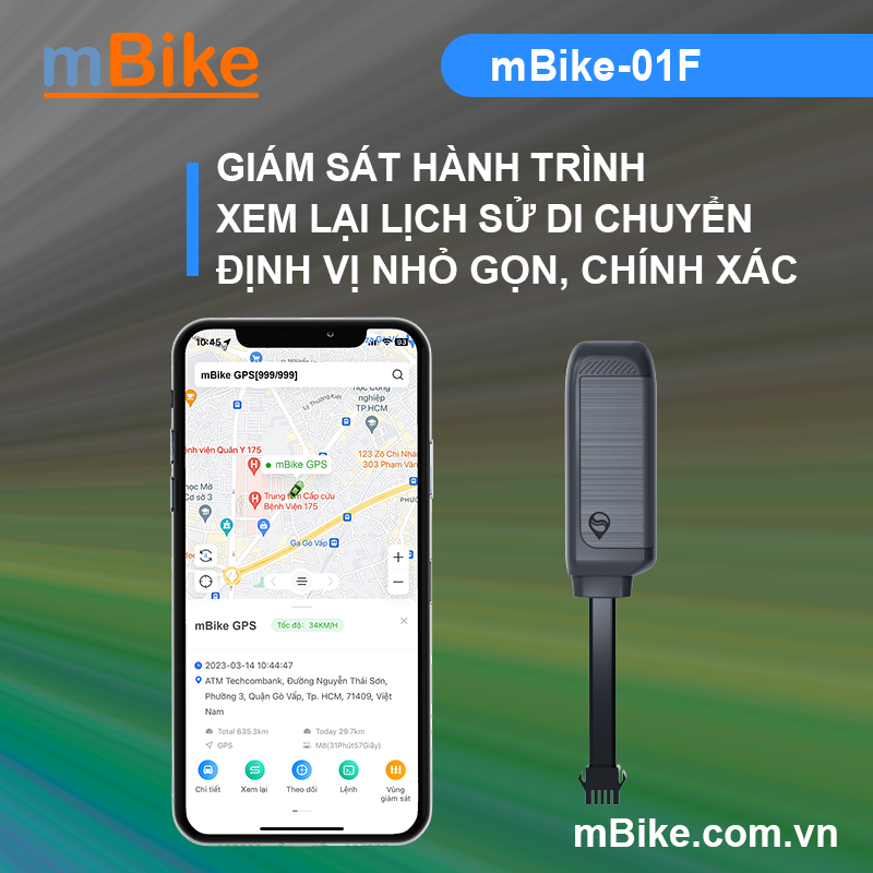 Định Vị Xe Máy Siêu Nhỏ mBike-01F, Thiết Bị Có Kích Thước Nhỏ Gọn, Dễ Lắp Đặt Sử Dụng - Giá Bán Sỉ