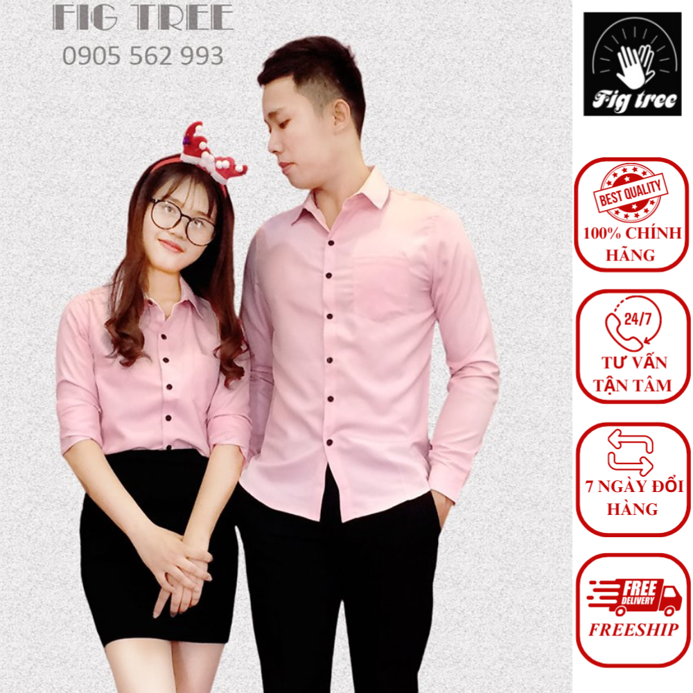 Áo cặp sơ mi màu hồng phấn