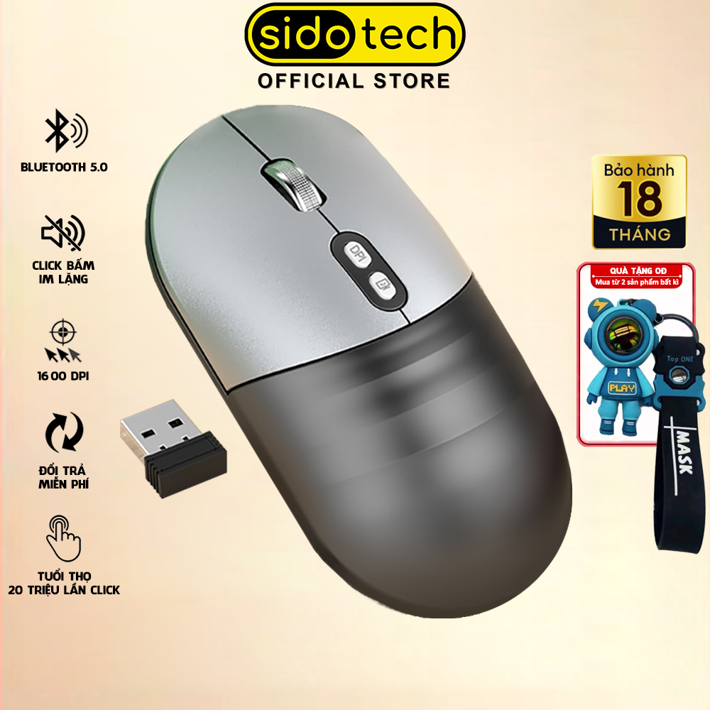 Chuột không dây Bluetooth pin sạc SIDOTECH A30 tắt âm silent công thái học nhỏ gọn nhiều màu sắc dành cho dân văn phòng