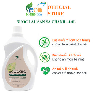 Nước lau sàn ECOCARE 4L tinh dầu sả chanh, nước lau nhà đuổi muỗi, chống trượt cho bé
