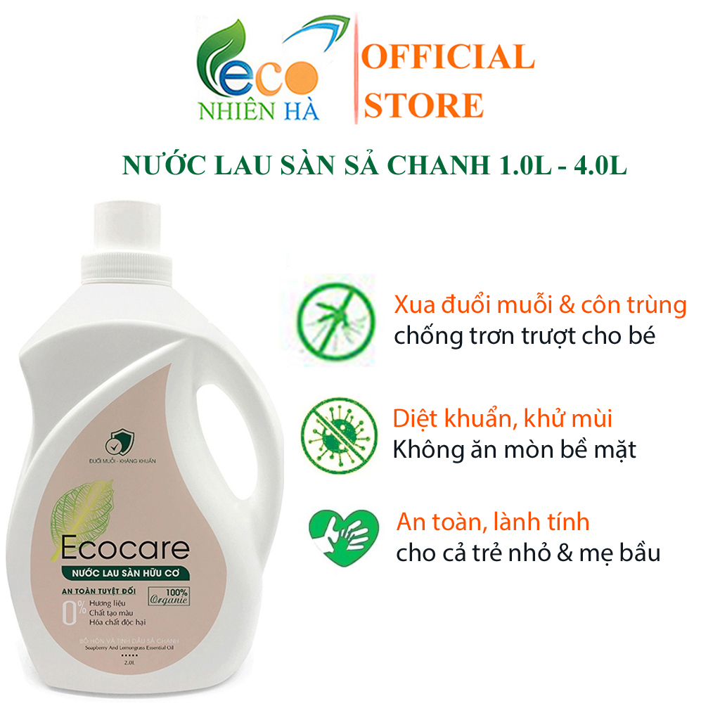 Nước lau sàn ECOCARE tinh dầu sả chanh, nước lau nhà đuổi muỗi