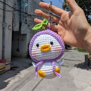 Móc khoá vịt trùm đầu len handmade