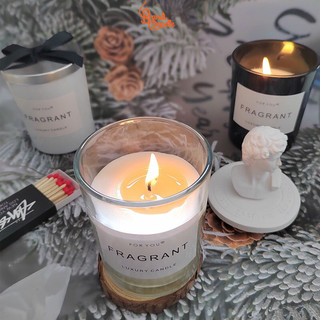 Nến thơm Aroma sáp dừa hũ màu trắng nắp nhôm đính nơ