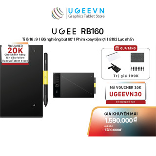 Bảng Vẽ Điện Tử Ugee RainBow 160 10x6 inch, Phím Xoay Dial, Lực Nhấn 8192 Chính Hãng