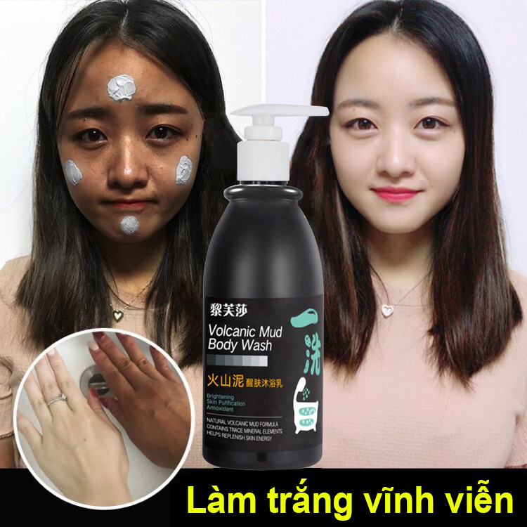 Sữa tắm bùn núi lửa biển sâu, Sữa tắm làm trắng da toàn thân & loại bỏ sạm nắng & dưỡng ẩm, tẩy tế bào chết cho cơ thể