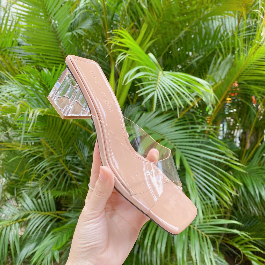 Min's Shoes - Guốc Sandal 5cm Quai Trong Gót Mica Cao Cấp S504
