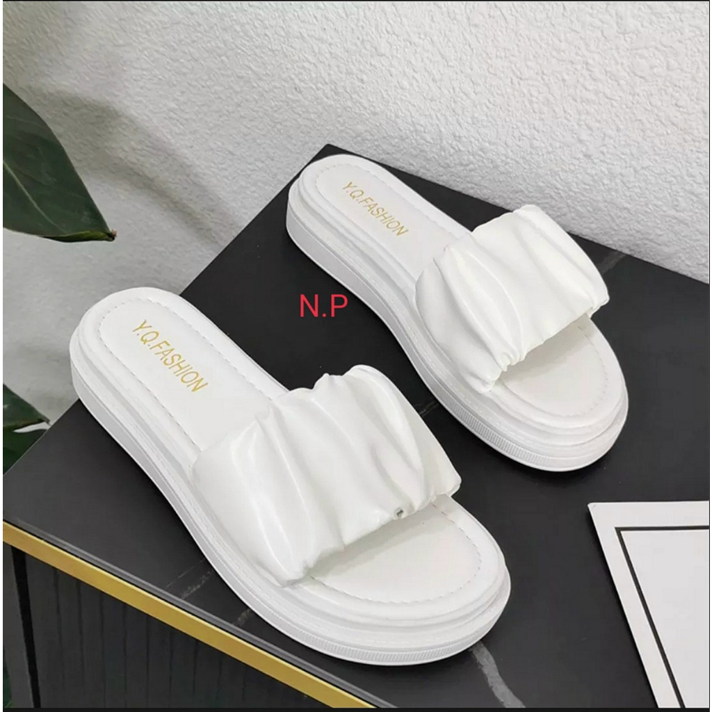 Giày dép nữ bánh mì đế cao 3 phân quai ngang nhún hottrend