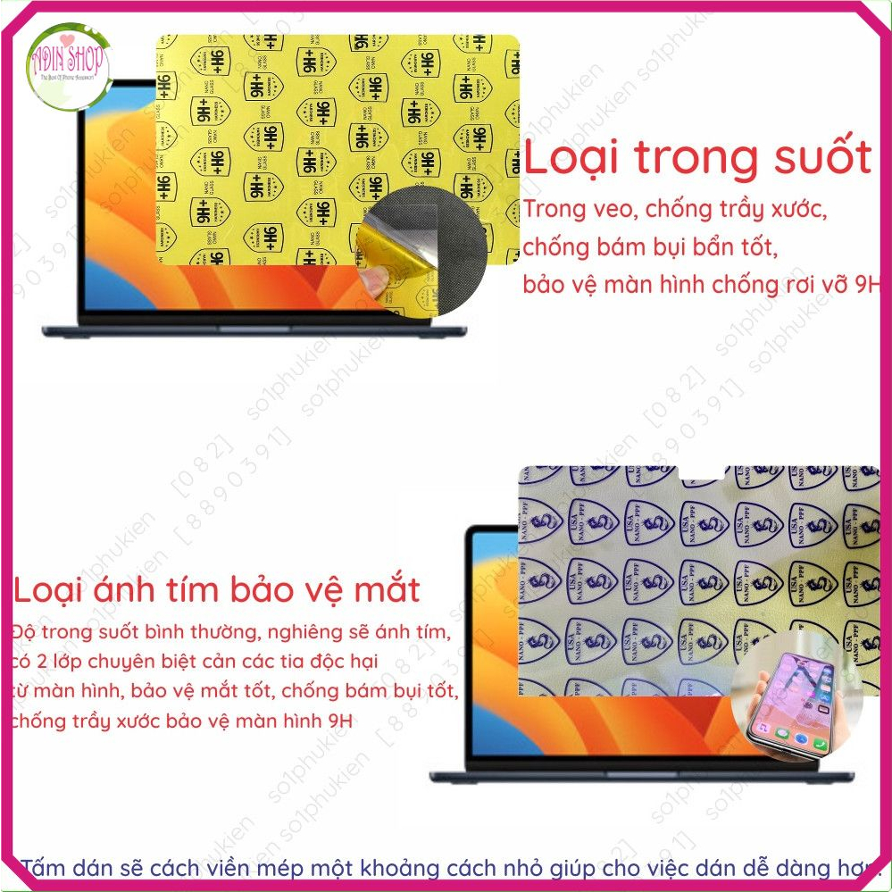 Dán màn hình CƯỜNG LỰC 9H MacBook Pro 13 inch/14 inch/16 inch/Air nano dẻo siêu mỏng, trong suốt