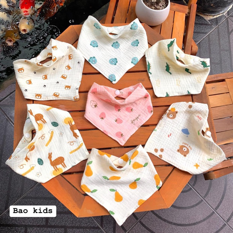 Yếm sô Muslin 4 lơp. Siêu mềm. Thấm hút tốt cho bé