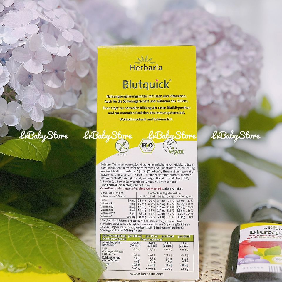 SẮT NƯỚC HỮU CƠ BLUTQUICK - trẻ từ 1 tuổi trở lên người lớn, mẹ bầu, cho con bú