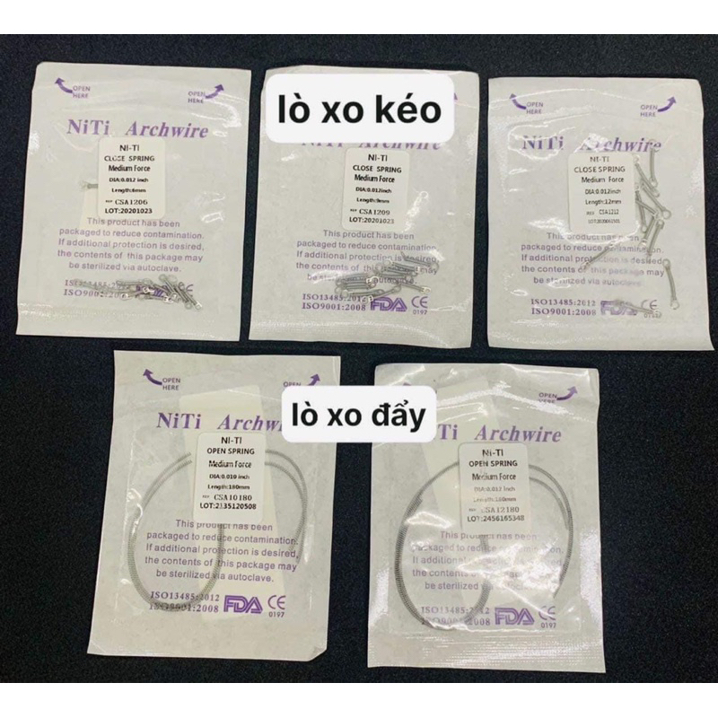 Lò xo đẩy, lò xo kéo, lò xo giữ khoảng dùng trong chỉnh nha