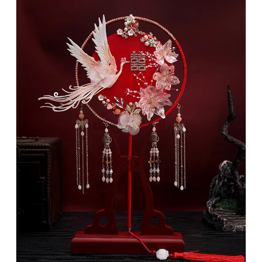 (1 cái)Quạt cầm tay hình tròn phong cách cổ trang Trung Hoa, Phụ kiện chụp hình cổ trang