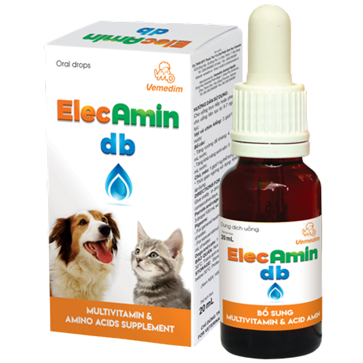 ElecAmin db - Bổ sung Multivitamin & acid amin cho chó mèo, chim thú cảnh 20ml/chai