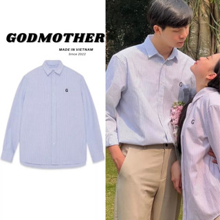 Áo sơ mi, áo sơ mi dài tay vải lụa Godmother Premiu Oxford shirt logo G thêu cho nam nữ