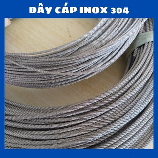 Dây cáp inox 1.5mm, 2 mm, 3 mm, 4 mm, cáp lụa inox 304 ø , , , chuẩn 304