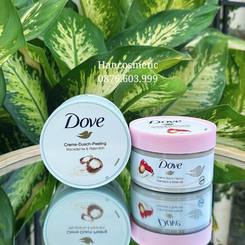 Tẩy Da Chết Toàn Thân DOVE Exfoliating Body Polish Chiết Xuất Macca, Bơ Mỡ Và Hạt Lưu