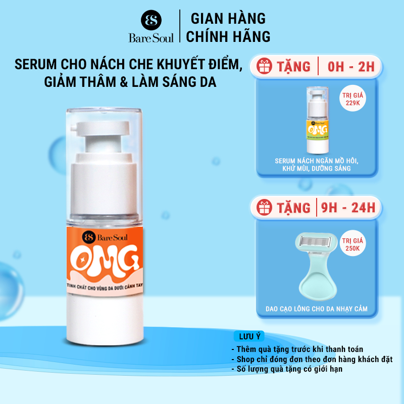 [MỚI] Serum cho nách che khuyết điểm, hỗ trợ giảm thâm nách & làm sáng nách BareSoul OMG Underarm Serum 20G