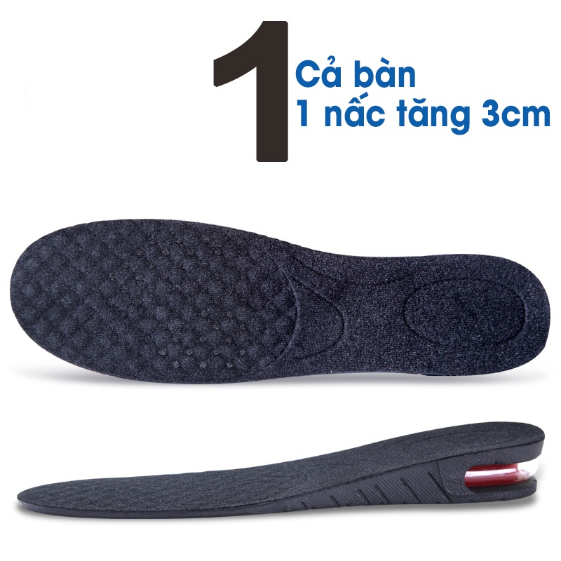 Lót giày tăng chiều cao 3cm có đệm khí cả bàn chân và lót tăng chiều cao bằng cao su non