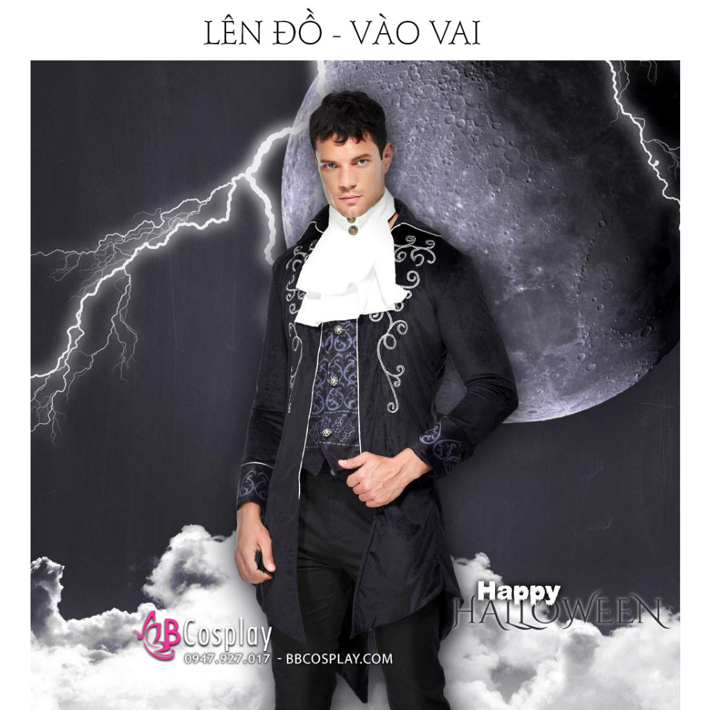 Tuxedo Gothic Halloween Black - Vest Đuôi Tôm Đen - 12916
