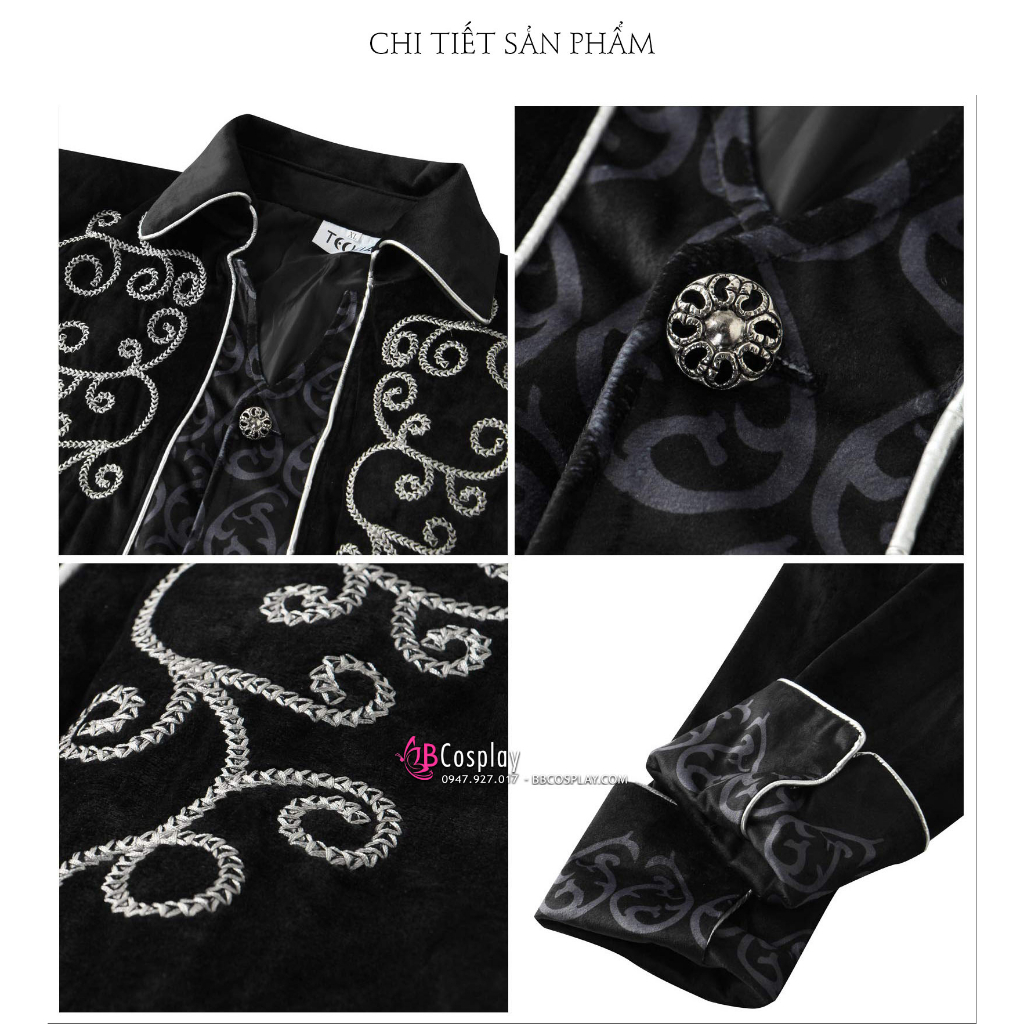 Tuxedo Gothic Halloween Black - Vest Đuôi Tôm Đen - 12916