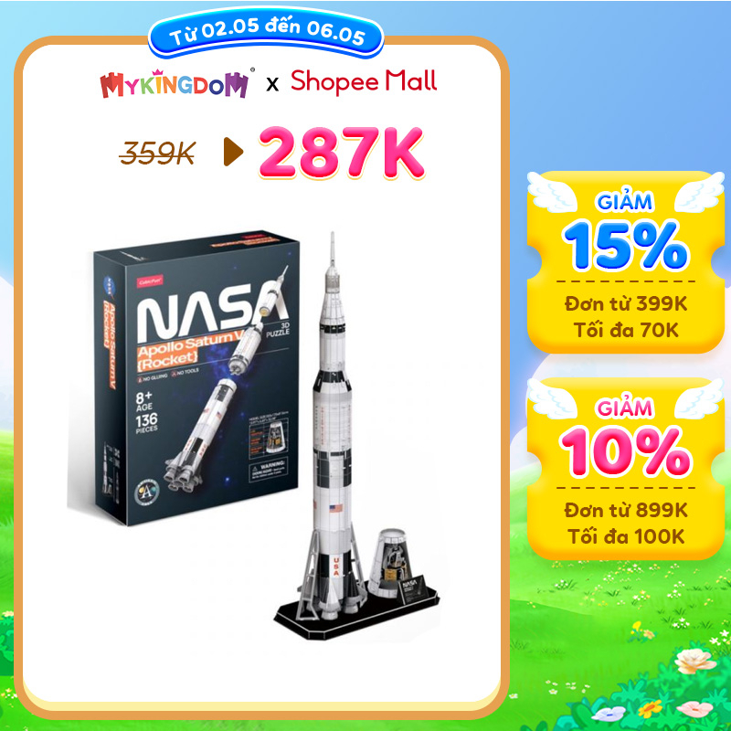 Đồ Chơi CUBIC FUN Xếp Hình 3D Nasa: Tên Lửa Vũ Trụ Saturn V - Apollo DS1059H