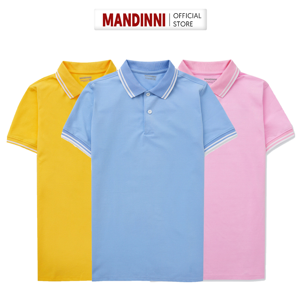 Áo thun polo phối viền trắng cổ đơn giản 5 màu - Mandinni