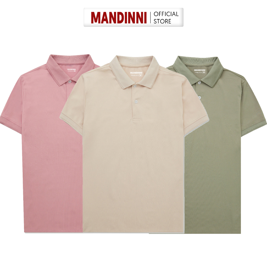 Áo Polo Nam trơn basic MANDINNI, chất liệu vải cotton CVC Thoáng Mát, Thiết Kế Trẻ Trung - PASTEL