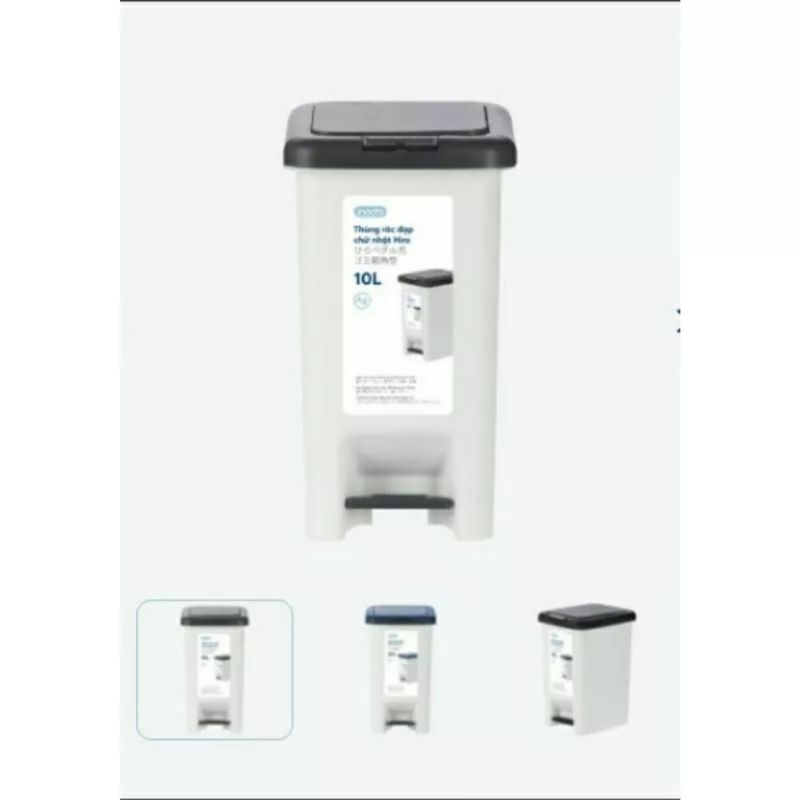 Thùng rác đạp chữ nhật Hiro 10L INOCHI