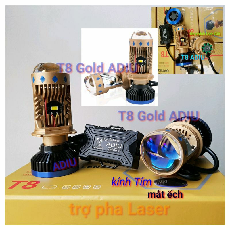 Bóng đèn pha bi cầu Led T2 Pro-T8 trợ pha Laser 70W, P6 plus 65W kính Tím chân H4 HS1 năm 2023  giá 1 chiếc