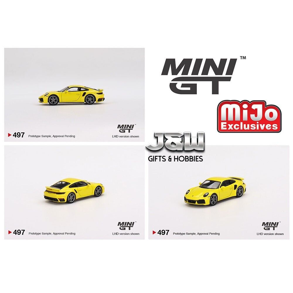 (Premium bánh cao su) Xe mô hình MINI GT (No497) Porsche 911 Turbo S Racing Yellow