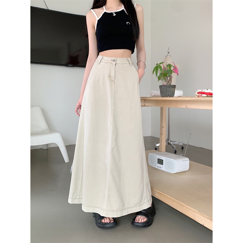 Chân Váy Kaki Midi Dáng Chữ A Trắng Taobao Order