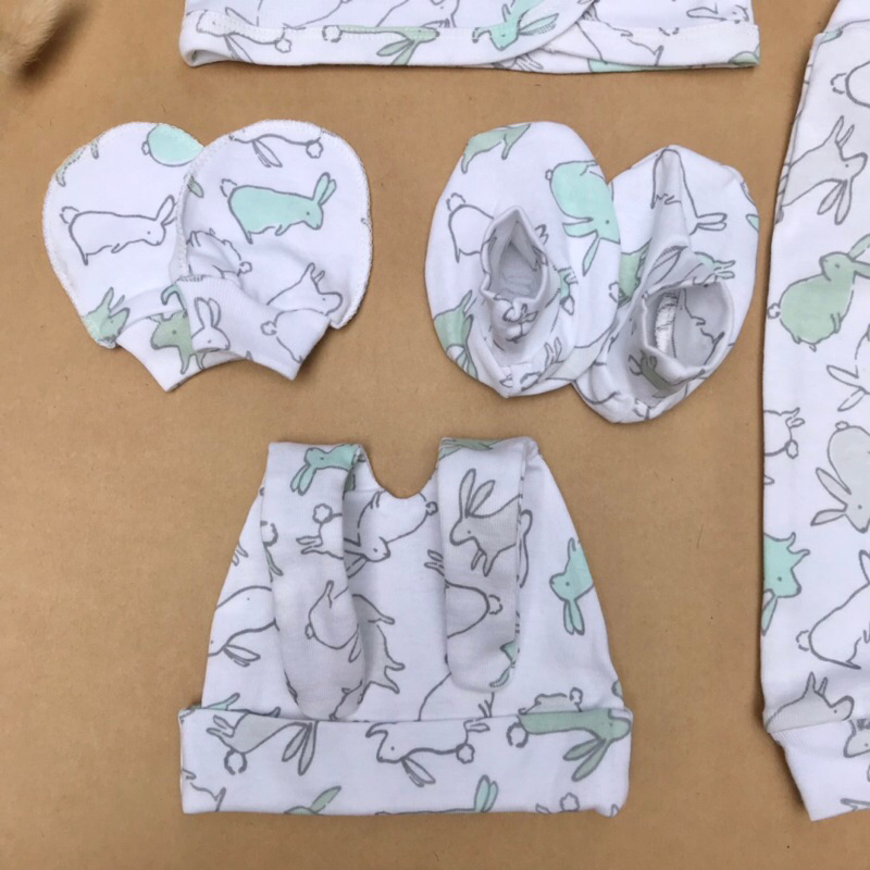 Set mũ bao tay bao chân sơ sinh thun cotton cho bé sơ sinh