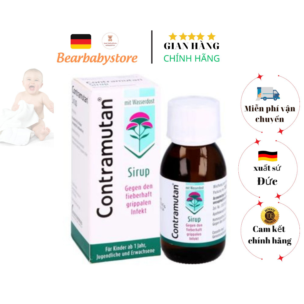 Siro Cảm cúm - Cảm lạnh - Ho-Sốt Contramutan N của Đức cho bé trên 1 tuổi-Bearbabaystore