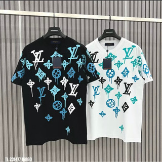 Áo phông lv loang chảy - áo thun nam lv in chảy siêu nét chất liệu cotton co giãn 4 chiều from dáng hottrend