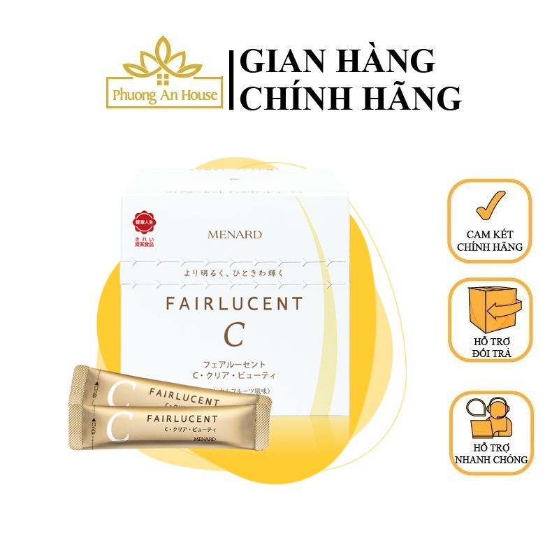 Vitamin C Menard Fairlucent dạng bột sáng da mờ nám 1,600MG Hộp 60 gói 1,6g - PHUONGANHOUSE