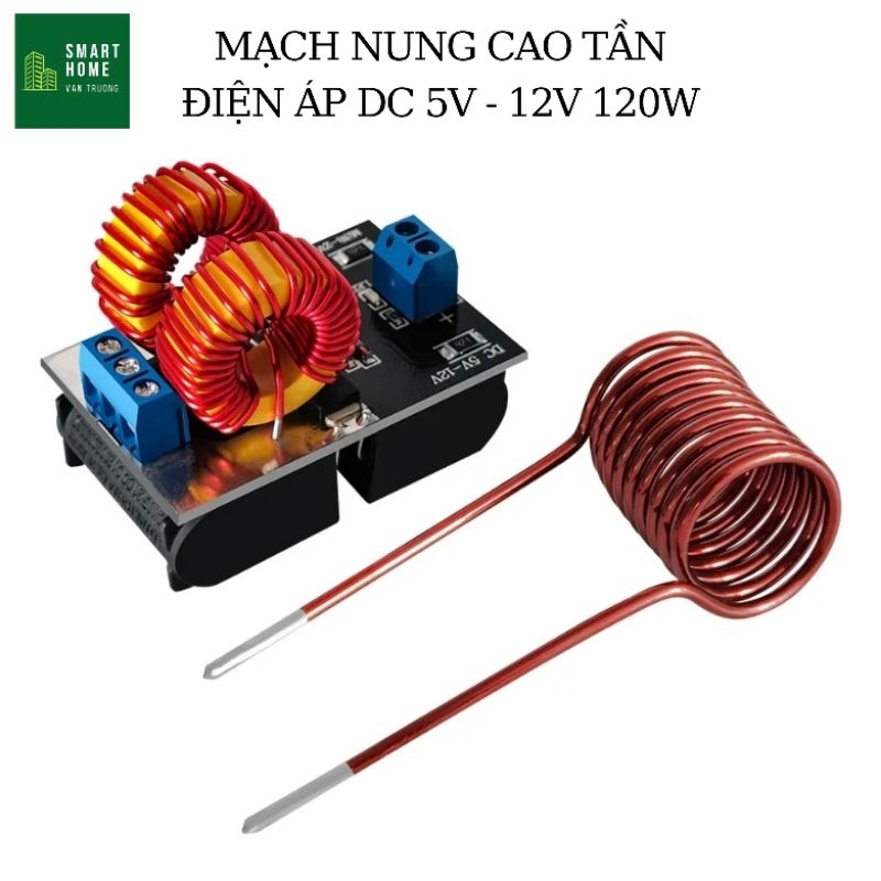 Mạch ra nhiệt làm nóng bằng từ trường ZVS 120W mini DC input 5V - 12V DC
