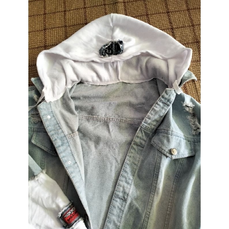 Áo khoác nam nữ free size vải jean có mũ
