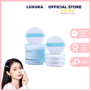 Bông đánh phấn Cushion MayCreate Mút Tròn Tán Phấn Nước cao cấp Luxuka MC11