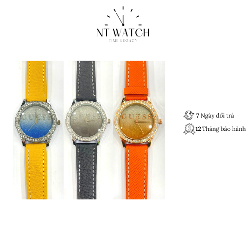Đồng hồ nữ Guess Watch U0823L2 mặt kính Mineral chống xước, chống nước 3 ATM, viền máy đính đá, dây da đeo tay cao cấp