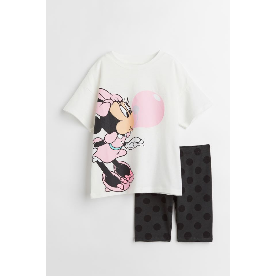 Sét bộ Mickey gồm áo form rộng và quần legging bé gái HM Authentic