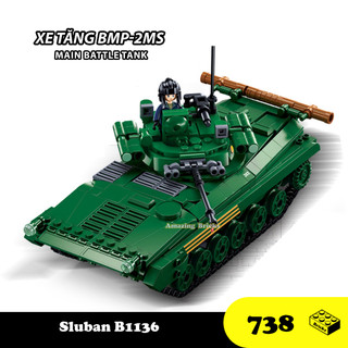  Đồ chơi Lắp ráp Xe tăng BMP-2MS Sluban B1136 xoay 3 mô hình Xếp hình thông minh Mô hình xe tăng  738 mảnh  