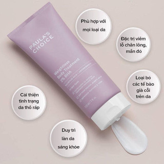 Kem dưỡng thể ngừa viêm lỗ chân lông paula’s choice weightless body treatment with 2% bha
