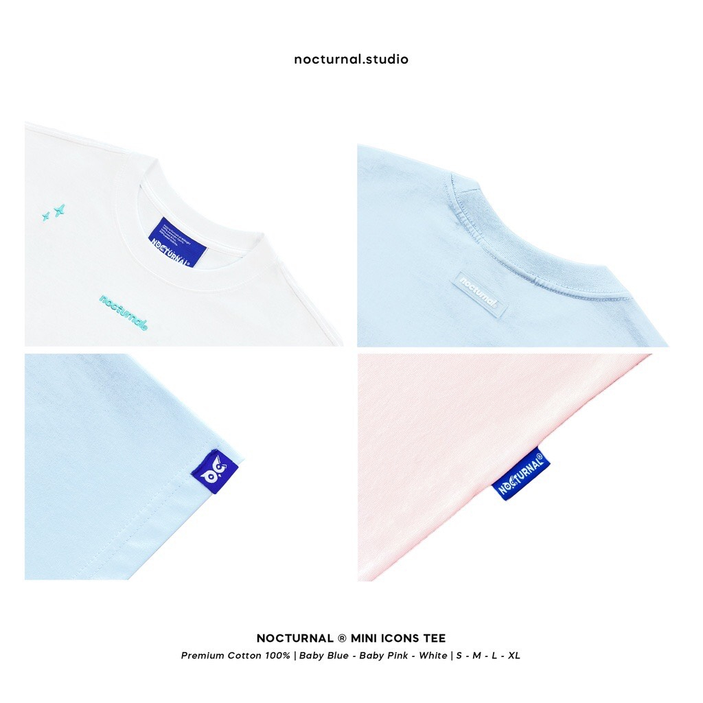 Áo thun, áo phông thêu NOCTUNNAL mini lcons cotton 100% from rộng dành cho nam nữ