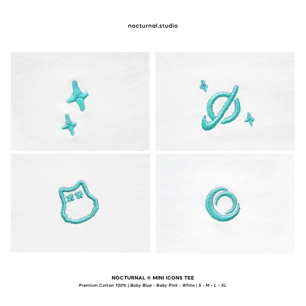 Áo thun, áo phông thêu NOCTUNNAL mini lcons cotton 100% from rộng dành cho nam nữ