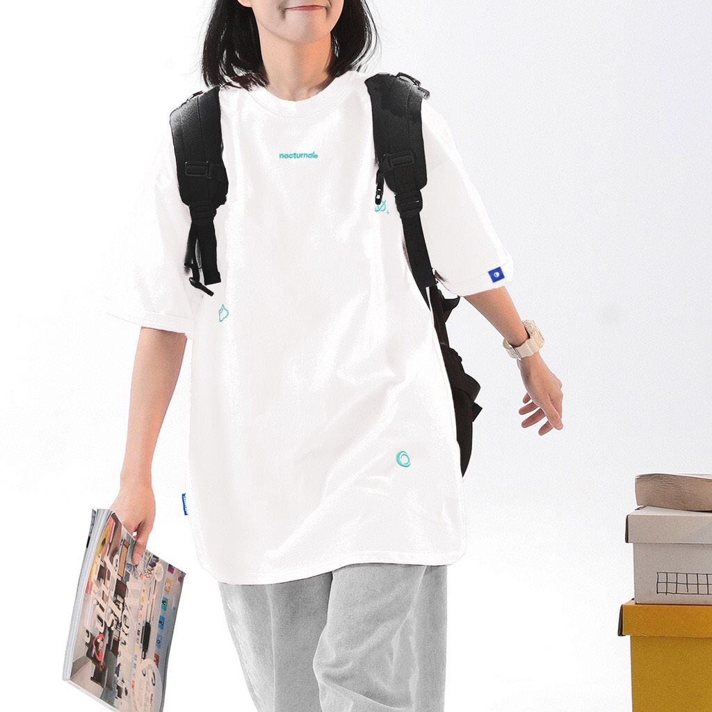 Áo thun, áo phông thêu NOCTUNNAL mini lcons cotton 100% from rộng dành cho nam nữ