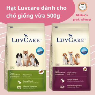 Thức ăn hạt dưỡng da, lông Luvcare dành cho chó con và chó trưởng thành giống vừa