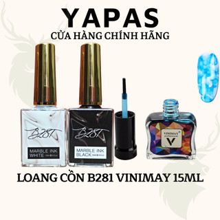 Cồn loang đen trắng vân đá B281 Vinimay Misscheering 15ml chính hãng, Loang cồn nail móng tay Yapas cao cấp