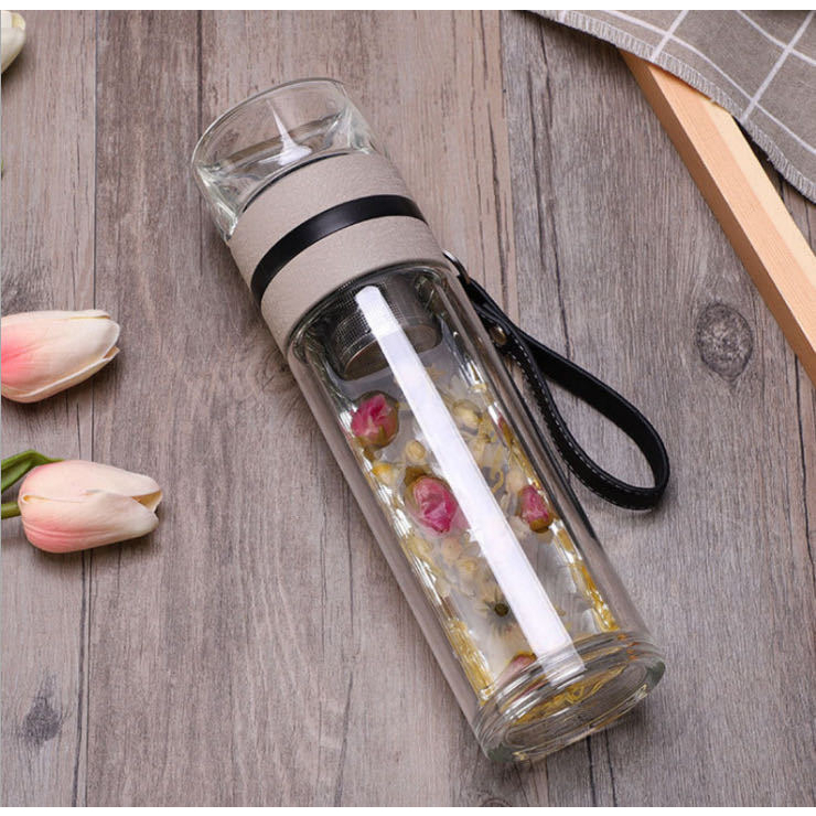 BÌNH THỦY TINH 2 LỚP CAO CẤP CÓ LÕI LỌC TRÀ TIỆN LỢI - DUNG TÍCH 400ML