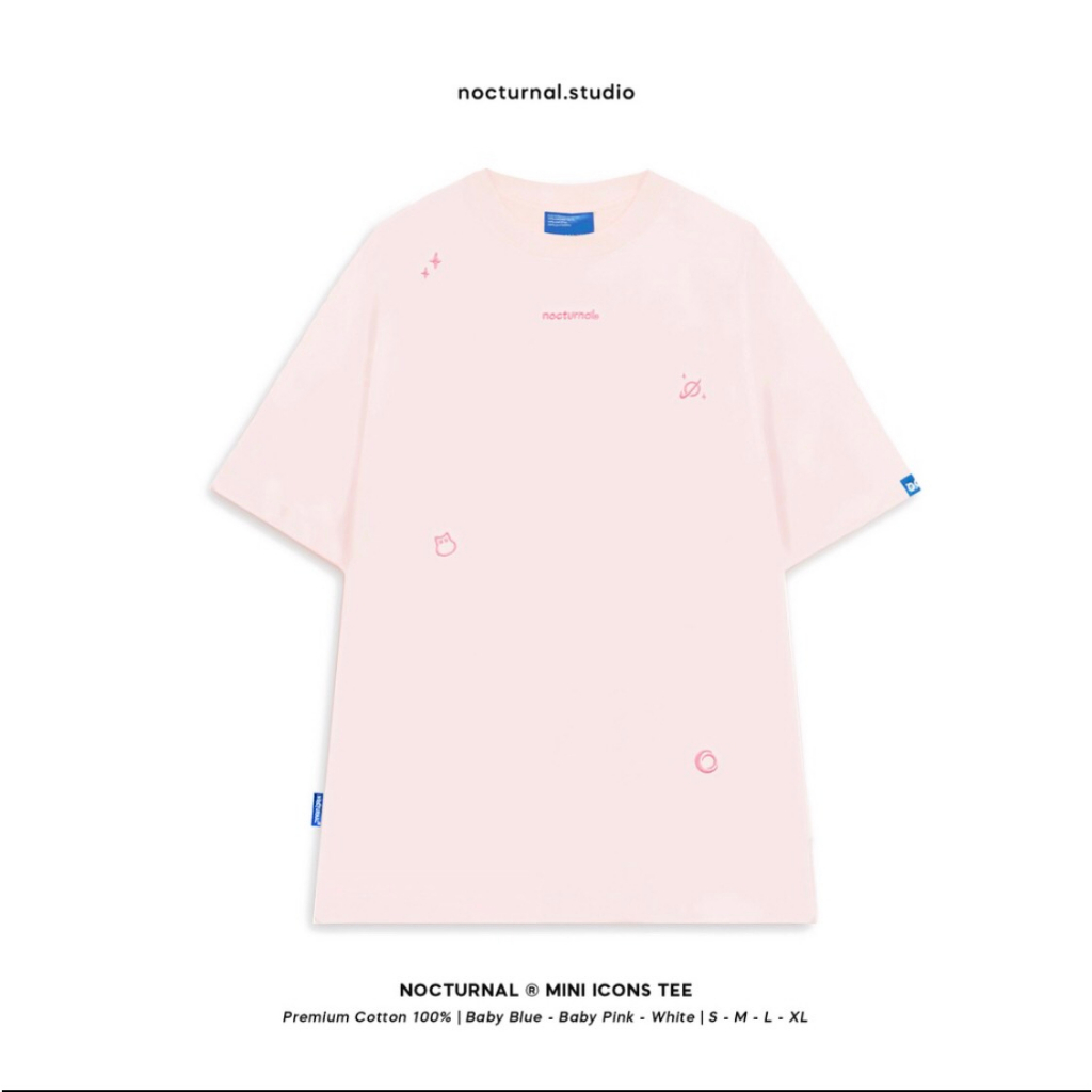 Áo thun, áo phông thêu NOCTUNNAL mini lcons cotton 100% from rộng dành cho nam nữ