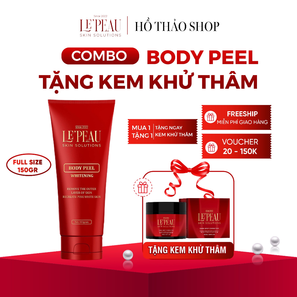 Peel nách retinol, peel body trắng da mờ thâm sau 7 ngày, kem dưỡng ẩm 150ml - LEPEAU